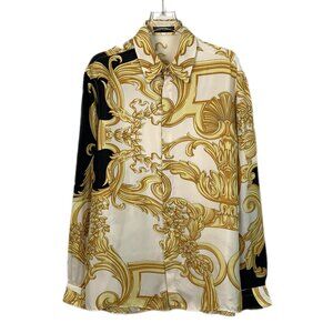 Versace Baroque Print Button-Up Silk Shirt